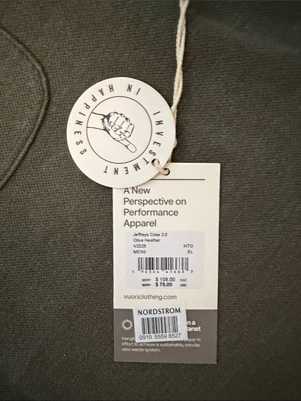 VUORI  Jeffrey’s crew 2.0 olive heather mens - Picture 3 of 3